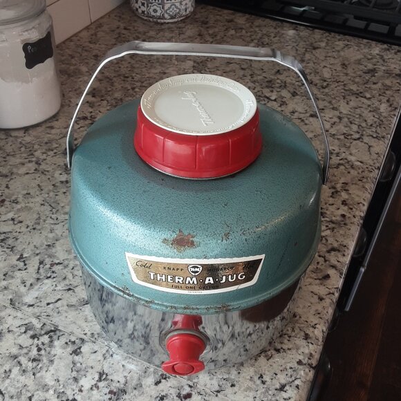 Vintage 1960's Knapp Monarch Therm A Jug Chrome Green 1 Gallon - Picture 8 of 9